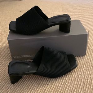 Black Square Toe Mules